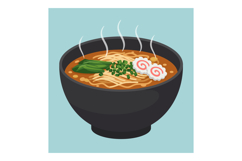 Steaming bowl of ramen noodles with vegetables and fish cake Product Image 1