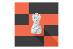 Marble rook chess piece on orange and dark gray checkerboard Product Image 1