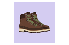 Hiking boots with green laces and brown leather design vecto Product Image 1
