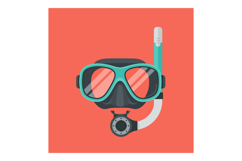 Snorkeling mask and breathing tube illustration with black a Product Image 1