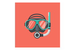 Snorkeling mask and snorkel gear in turquoise and black vect Product Image 1