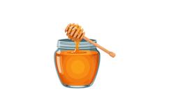 Honey jar with wooden dipper dripping golden honey vector il Product Image 1