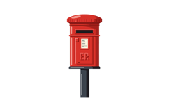Red Vintage British Post Box Illustration on Black Stand Vec Product Image 1