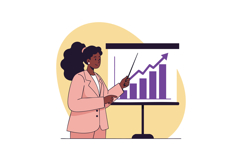 Businesswoman presenting growth chart in professional office Product Image 1