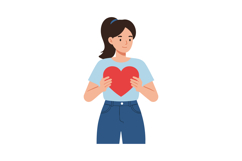 Young woman holding red heart symbol of love and care vector Product Image 1