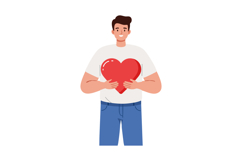 Man holding red heart symbol for love and affection vector i Product Image 1