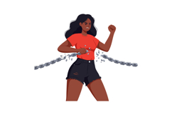 Woman breaking chains symbolizing freedom and empowerment in Product Image 1