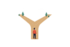 Person standing at forked road choice decision concept vecto Product Image 1