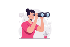 Woman in pink shirt looking through binoculars with digital Product Image 1