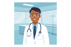 Male doctor with stethoscope in hospital medical office vect Product Image 1
