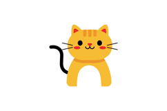 Cute orange tabby cat with black tail in flat cartoon style Product Image 1