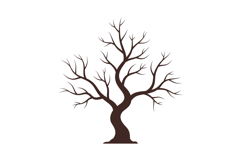 Leafless twisted tree silhouette with bare branches minimal Product Image 1