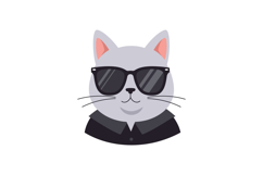 Cool grey cat wearing black sunglasses and a dark shirt in f Product Image 1
