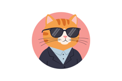 Orange tabby cat wearing black sunglasses and stylish suit f Product Image 1