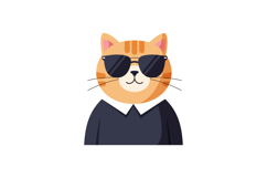 Cool orange tabby cat wearing black sunglasses and dark shir Product Image 1