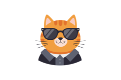 Cool orange tabby cat wearing black sunglasses and a dark sh Product Image 1