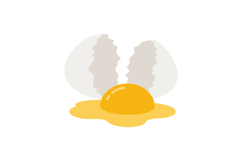 Broken white eggshell with bright yellow yolk in flat minima Product Image 1