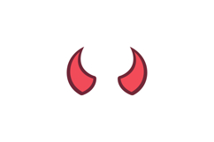 Red devil horns simple flat minimal design with shadow effec Product Image 1