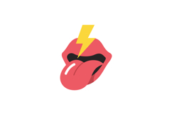 Red lips with tongue out and yellow lightning bolt flat desi Product Image 1