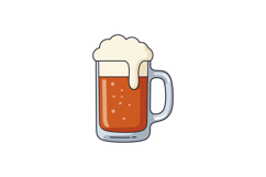 Glass beer mug with frothy foam and amber liquid in simple f Product Image 1