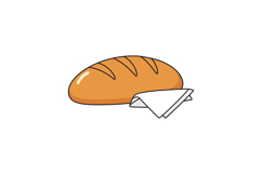 Loaf of bread with folded napkin simple flat style food vect Product Image 1