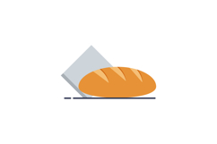 Fresh baked bread loaf with bread knife simple flat design m Product Image 1