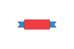Red rectangular banner with blue ribbon ends flat design min Product Image 1