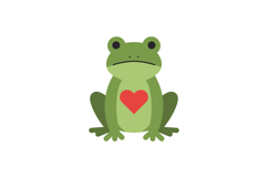 Green frog with red heart on chest sitting flat minimal styl Product Image 1