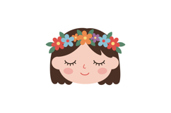 Girl with closed eyes and floral crown smiling peacefully fl Product Image 1
