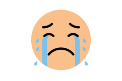 Crying face emoji with tears streaming down cheeks flat styl Product Image 1