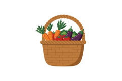 Basket filled with fresh colorful vegetables including carro Product Image 1