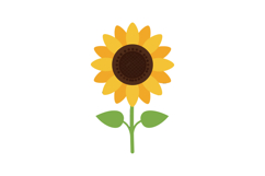 Bright sunflower with green leaves in flat design style isol Product Image 1