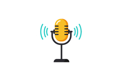 vintage style yellow microphone with sound waves flat design Product Image 1