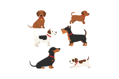 Six different dog breeds in flat design style sitting and st Product Image 1