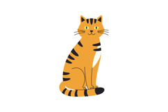 Orange tabby cat with black stripes sitting calmly minimal f Product Image 1