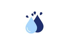 Two water droplets in flat style with light blue and dark bl Product Image 1