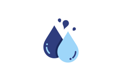 Two water droplets in flat design with dark blue and light b Product Image 1