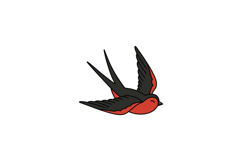 Red and black swallow bird flying with wings spread detailed Product Image 1