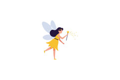 female fairy with dark hair and yellow dress casting magic s Product Image 1