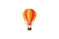 Hot air balloon with orange and yellow panels floating gentl Product Image 1