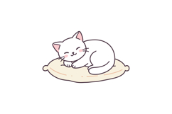 White cat sleeping peacefully on beige cushion in minimal fl Product Image 1