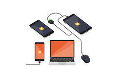 Mobile devices and laptop connected with charging cables fla Product Image 1