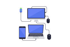 Modern desktop computer laptop smartphone with wired mouse f Product Image 1
