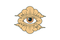 All-seeing eye surrounded by stylized clouds with radiating Product Image 1