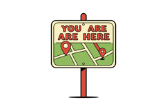 Map signpost with location markers and text in minimal flat Product Image 1