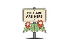 Navigation map with location pins and you are here sign flat Product Image 1