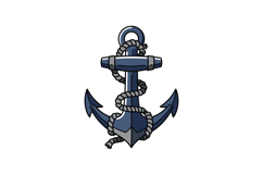 Classic navy blue anchor with coiled rope detailed flat desi Product Image 1
