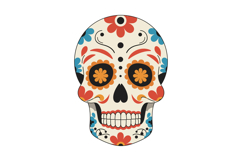 Decorative sugar skull with floral patterns and colorful des Product Image 1