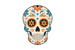 Decorative sugar skull with floral patterns in flat colorful Product Image 1