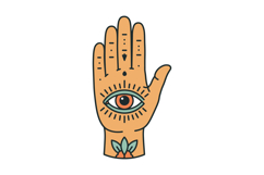 Human hand with central eye and small floral tattoo detailed Product Image 1